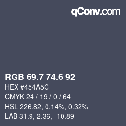 カラーコード: RGB 69.7 74.6 92 | qconv.com