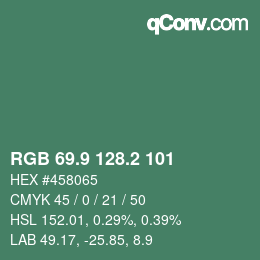 Color code: RGB 69.9 128.2 101 | qconv.com