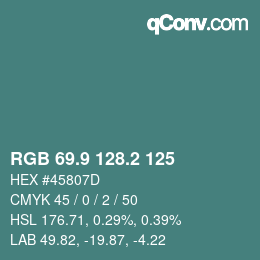 Color code: RGB 69.9 128.2 125 | qconv.com