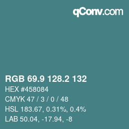 Color code: RGB 69.9 128.2 132 | qconv.com