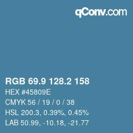 カラーコード: RGB 69.9 128.2 158 | qconv.com