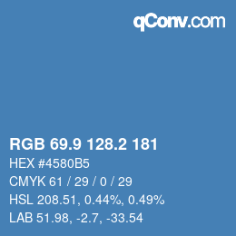 Color code: RGB 69.9 128.2 181 | qconv.com