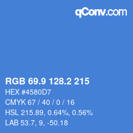 カラーコード: RGB 69.9 128.2 215 | qconv.com