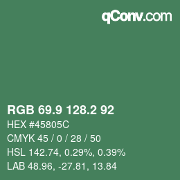 カラーコード: RGB 69.9 128.2 92 | qconv.com