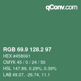 Color code: RGB 69.9 128.2 97 | qconv.com