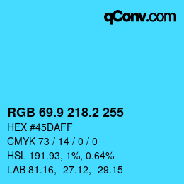 Color code: RGB 69.9 218.2 255 | qconv.com