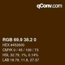Color code: RGB 69.9 38.2 0 | qconv.com