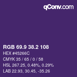Color code: RGB 69.9 38.2 108 | qconv.com