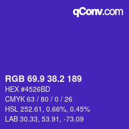 カラーコード: RGB 69.9 38.2 189 | qconv.com