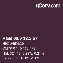 Color code: RGB 69.9 38.2 57 | qconv.com