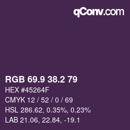 Color code: RGB 69.9 38.2 79 | qconv.com