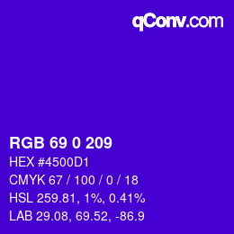 颜色代码: RGB 69 0 209 | qconv.com
