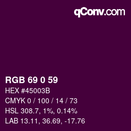 カラーコード: RGB 69 0 59 | qconv.com