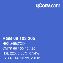 Color code: RGB 69 103 205 | qconv.com