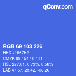 Color code: RGB 69 103 226 | qconv.com