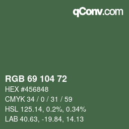 カラーコード: RGB 69 104 72 | qconv.com