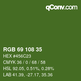 Color code: RGB 69 108 35 | qconv.com