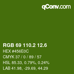 カラーコード: RGB 69 110.2 12.6 | qconv.com