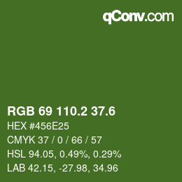 カラーコード: RGB 69 110.2 37.6 | qconv.com
