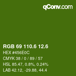 カラーコード: RGB 69 110.6 12.6 | qconv.com