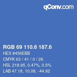 カラーコード: RGB 69 110.6 187.6 | qconv.com