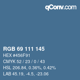 Color code: RGB 69 111 145 | qconv.com