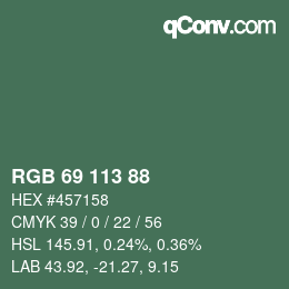 Color code: RGB 69 113 88 | qconv.com
