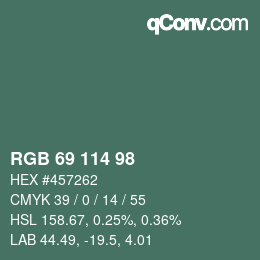 Farbcode: RGB 69 114 98 | qconv.com