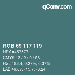 Color code: RGB 69 117 119 | qconv.com
