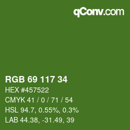 Color code: RGB 69 117 34 | qconv.com