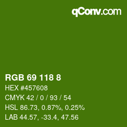 Color code: RGB 69 118 8 | qconv.com