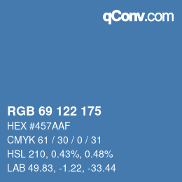 颜色代码: RGB 69 122 175 | qconv.com