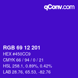 Color code: RGB 69 12 201 | qconv.com
