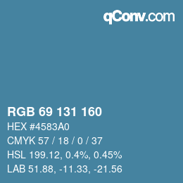 颜色代码: RGB 69 131 160 | qconv.com