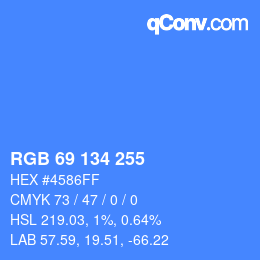 Farbcode: RGB 69 134 255 | qconv.com