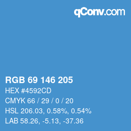 Color code: RGB 69 146 205 | qconv.com