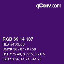 Color code: RGB 69 14 107 | qconv.com