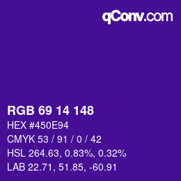 Color code: RGB 69 14 148 | qconv.com