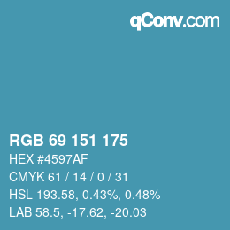 颜色代码: RGB 69 151 175 | qconv.com