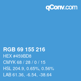 カラーコード: RGB 69 155 216 | qconv.com
