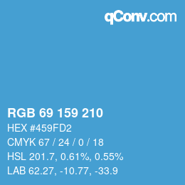 颜色代码: RGB 69 159 210 | qconv.com