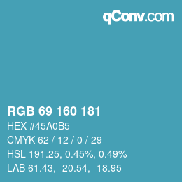 颜色代码: RGB 69 160 181 | qconv.com