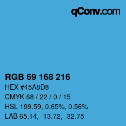 カラーコード: RGB 69 168 216 | qconv.com