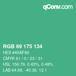 Color code: RGB 69 175 134 | qconv.com