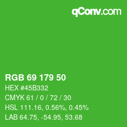 Color code: RGB 69 179 50 | qconv.com