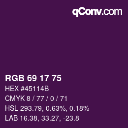 Farbcode: RGB 69 17 75 | qconv.com
