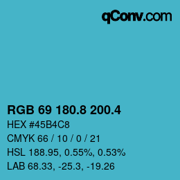 カラーコード: RGB 69 180.8 200.4 | qconv.com