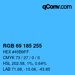 Color code: RGB 69 185 255 | qconv.com