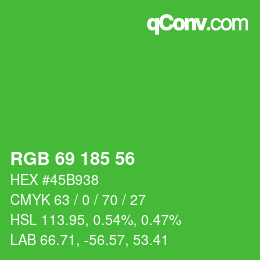 Color code: RGB 69 185 56 | qconv.com