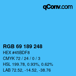 Color code: RGB 69 189 248 | qconv.com